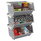 white-edged hollow stackable storage bin,